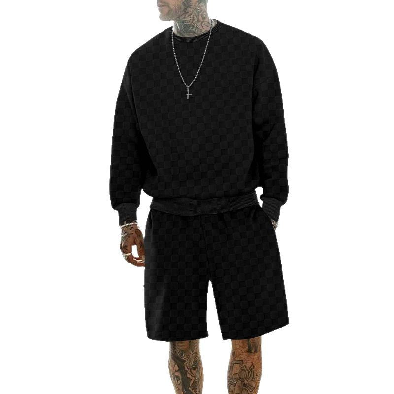 Herren lässiges Sweatshirt- und Shorts-Set aus atmungsaktivem Material mit elastischem Bund Echoarchiv