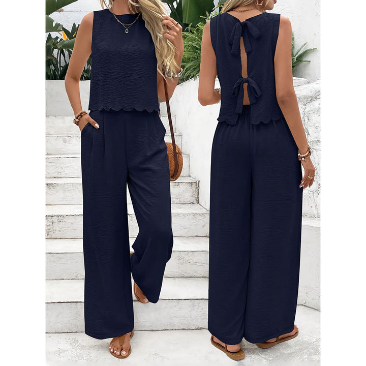 Damen Lässiger Jumpsuit mit elegantem Rückenausschnitt und weitem Bein Echoarchiv