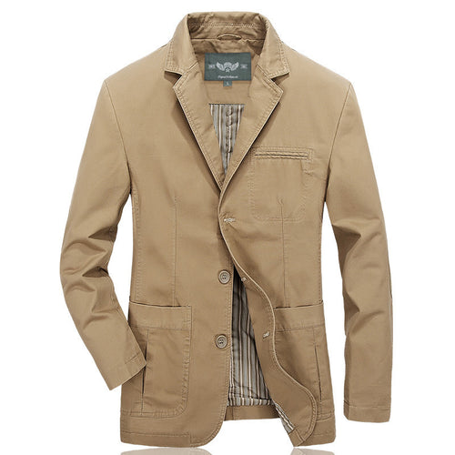Herren Casual-Canvas-Sakko mit aufgesetzten Taschen und gestreiftem Innenfutter – Tianoro