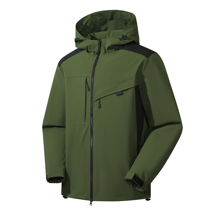 Herren technische Softshelljacke mit Kapuze, diagonalem Brustfach und Multifach-Reißverschlusstaschen Echo Archiv