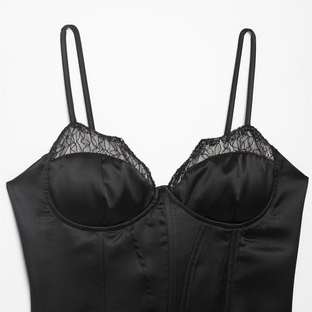 Damen Korsett Top mit zartem Spitzenbesatz und raffiniertem Schnitt Echo Archiv
