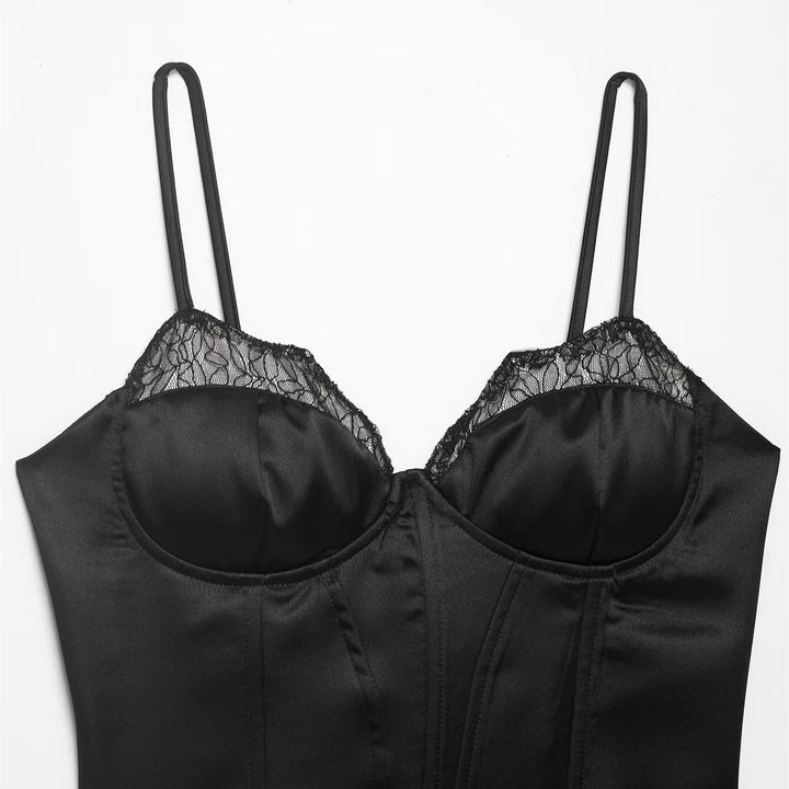 Damen Korsett Top mit zartem Spitzenbesatz und raffiniertem Schnitt Echo Archiv