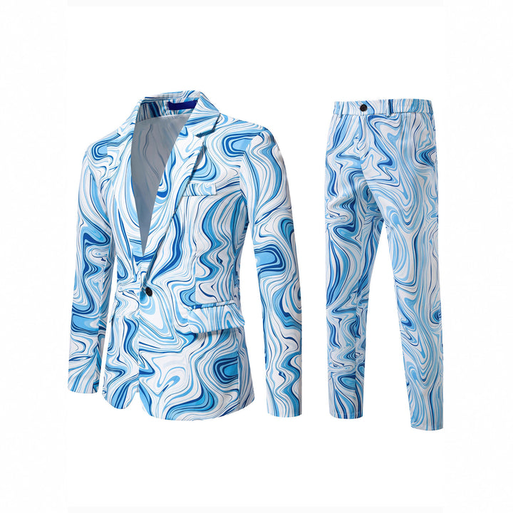 Herren Zweiteiliges Statement-Sakko und Anzughose mit psychedelischem Swirl-Print Echo Archiv