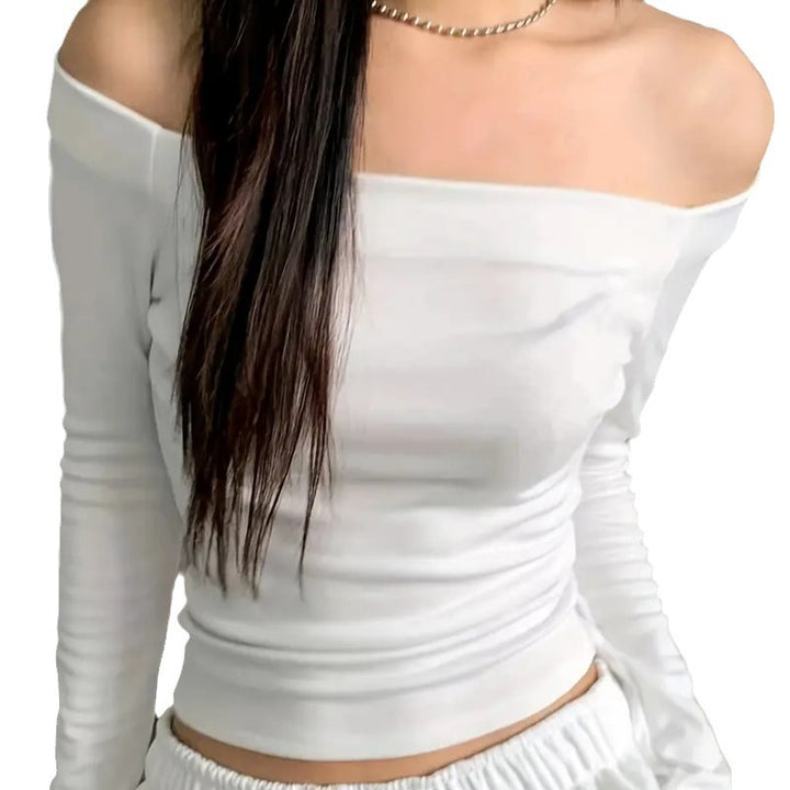 Damen Off-Shoulder Langarmshirt mit bequemer Passform und lässiger Eleganz Echo Archiv