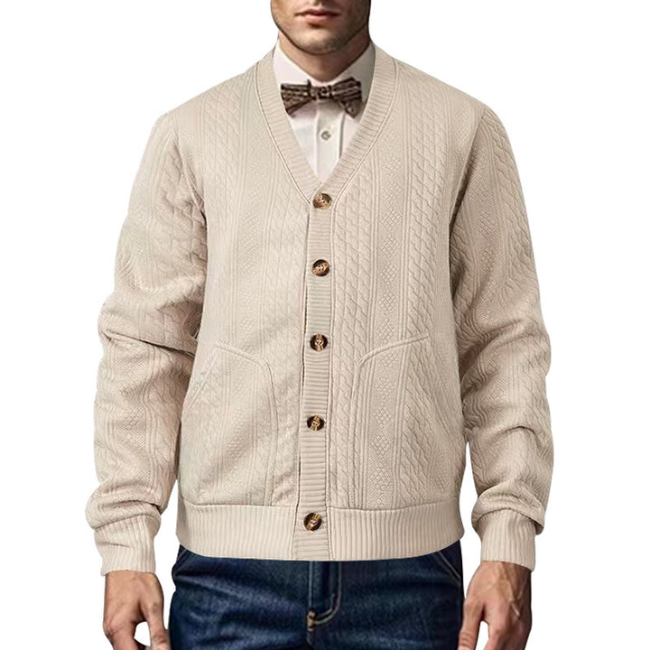 Herren Strickjacke mit strukturiertem Design und praktischen Taschen Echoarchiv