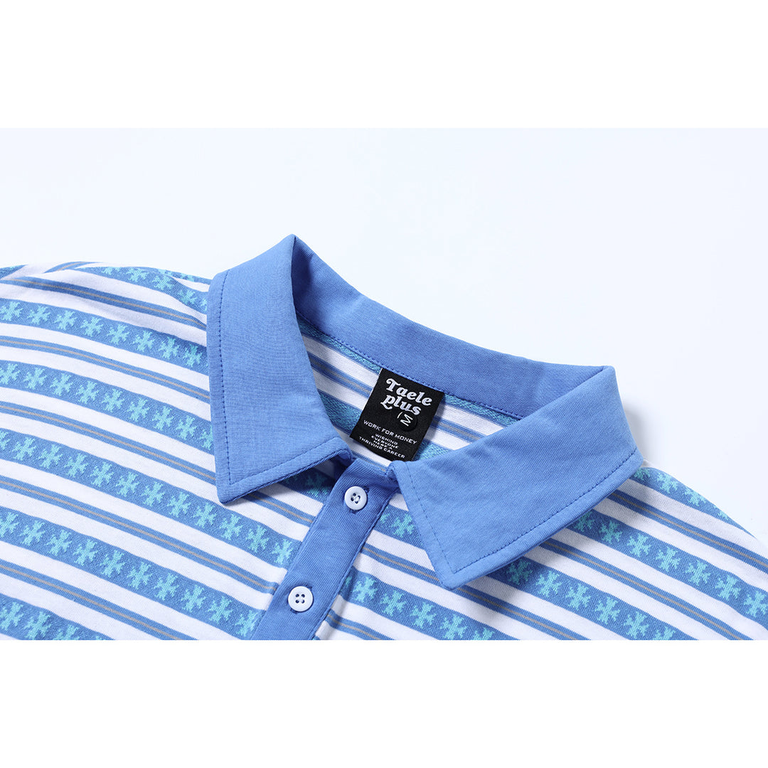 Unisex Langarm-Poloshirt mit Jacquard-Streifenmuster, Rippkragen und Logostick Echoarchiv