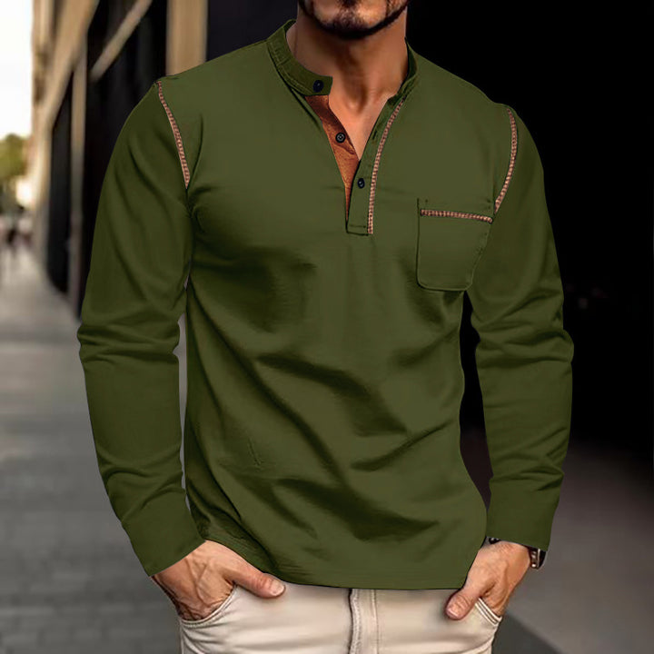 Herren Langarmshirt mit eleganten Kontrastdetails Echoarchiv