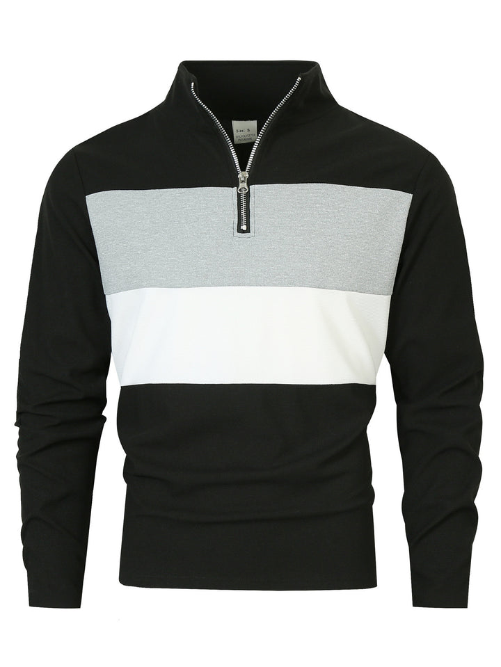 Herren Zip-Pullover mit modischem Farbschnitt und komfortablem Style Echoarchiv