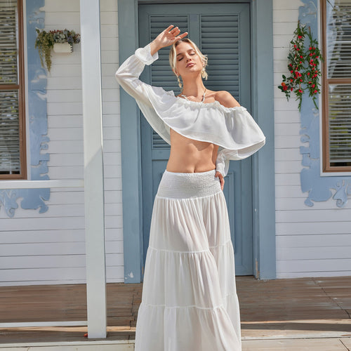 Damen lässiges Crop-Top und Maxirock Set Echo Archiv
