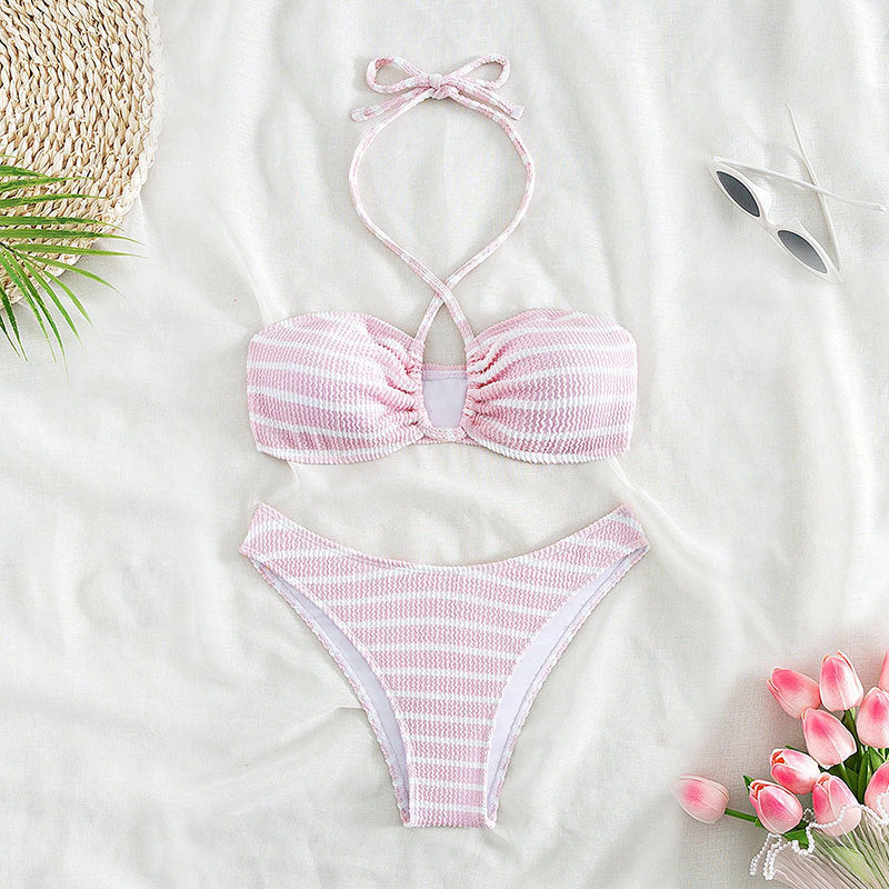 Damen Bandeau-Bikini mit zeitlosem Streifenmuster und eleganter Schnürung Echo Archiv