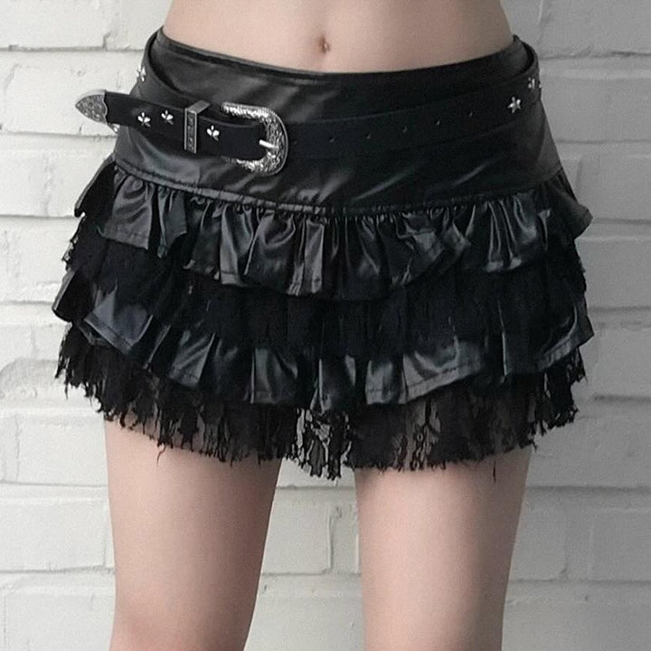 Damen Minirock mit Rüschendetails und Spitzenakzenten Echo Archiv