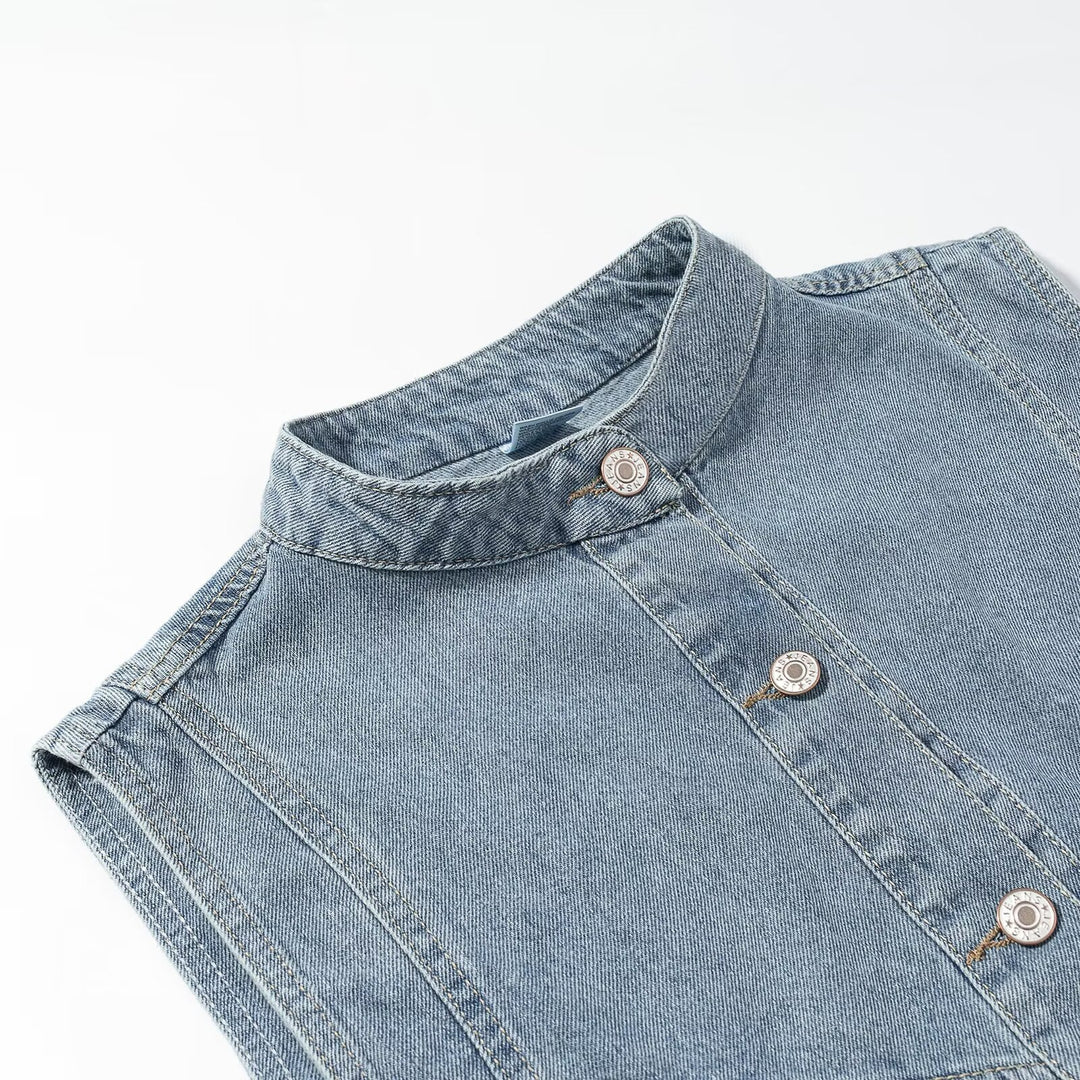 Damen Jeansweste mit Stehkragen, durchgehender Knopfleiste und aufgesetzten Taschen Echo Archiv