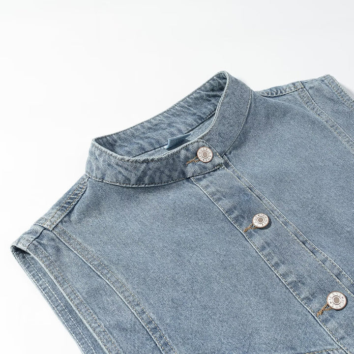 Damen Jeansweste mit Stehkragen, durchgehender Knopfleiste und aufgesetzten Taschen Echo Archiv