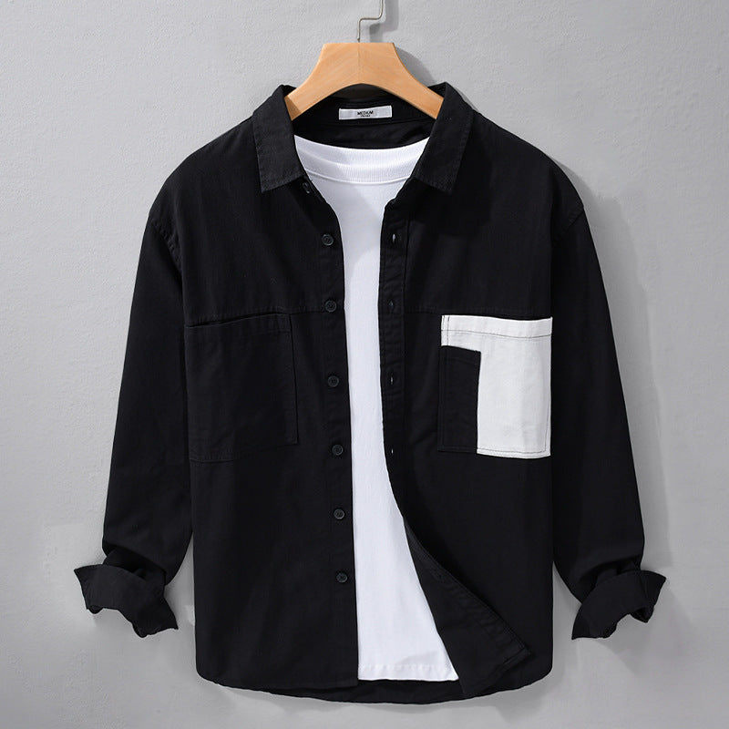 Herren Leichtes Baumwoll-Overshirt mit Kontrast-Brusttasche und Relaxed-Fit Echoarchiv