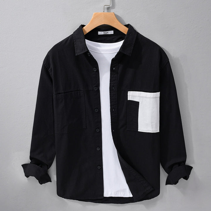 Herren Leichtes Baumwoll-Overshirt mit Kontrast-Brusttasche und Relaxed-Fit Echoarchiv