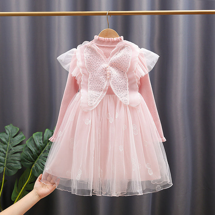 Mädchen Festkleid mit Rüschenärmel und Glitzerdetails Echo Archiv