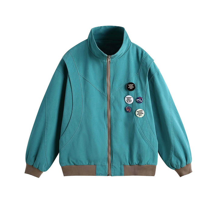 Damen Kurzblouson mit Stehkragen, Rippbündchen und Ansteck‑Pins Echoarchiv