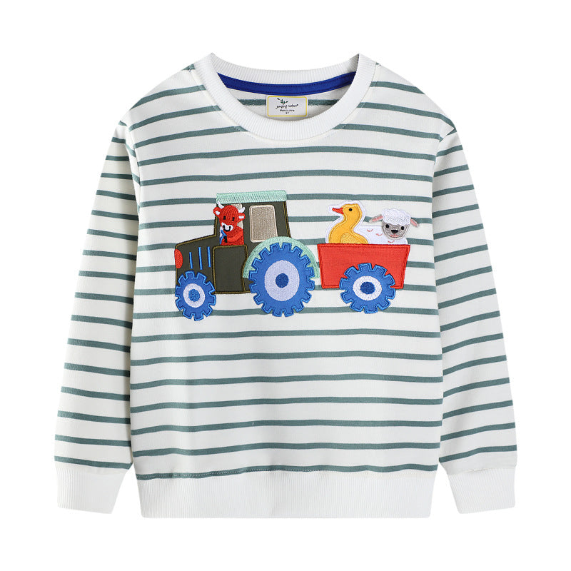 Jungen Sweatshirt mit lebhaftem Traktordesign und Tierapplikationen Echo Archiv