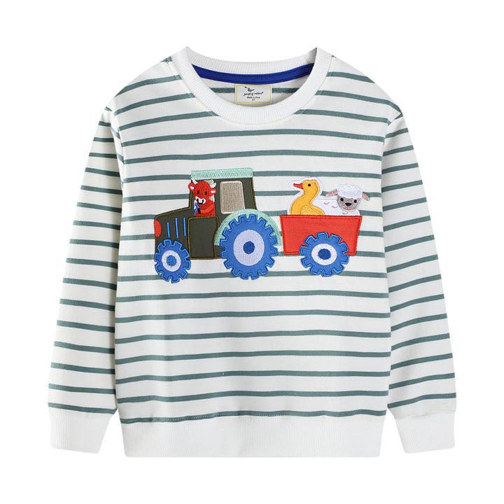 Jungen Sweatshirt mit lebhaftem Traktordesign und Tierapplikationen Echo Archiv
