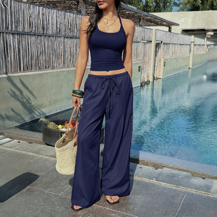 Damen luftiges Zweiteiliges Set mit tailliertem Bustier und weiten Hosen Echo Archiv