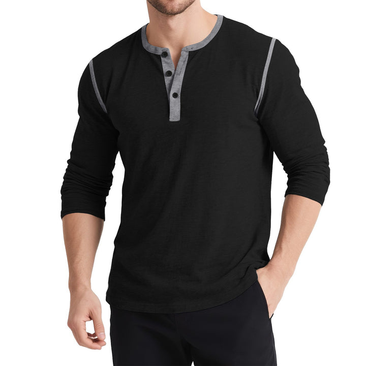 Herren sportliches Longsleeve Oberteil mit Knopfleiste Echoarchiv