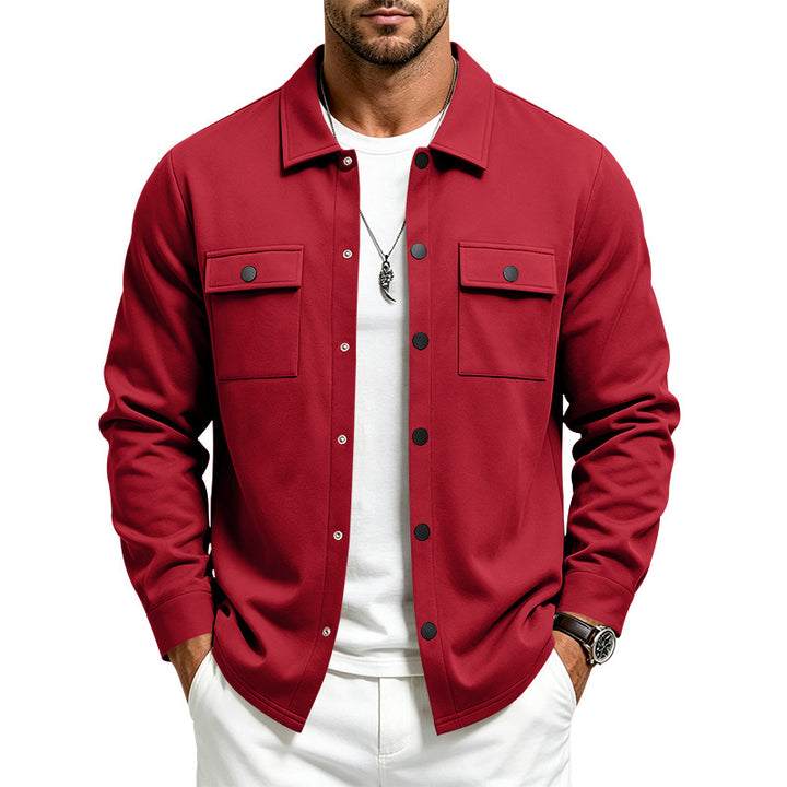 Herren Overshirt-Jacke mit Druckknopfleiste und aufgesetzten Brusttaschen – Taviero