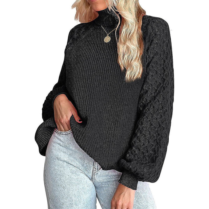 Damen Feinstrickpullover mit Rollkragen und voluminösen Zopfmuster-Ärmeln Echo Archiv