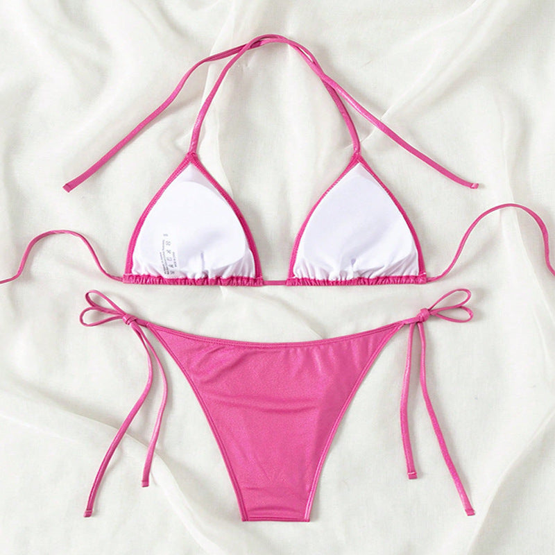 Damen Triangel-Bikini mit verstellbaren Bindebändern und hochglänzender Oberfläche Echo Archiv
