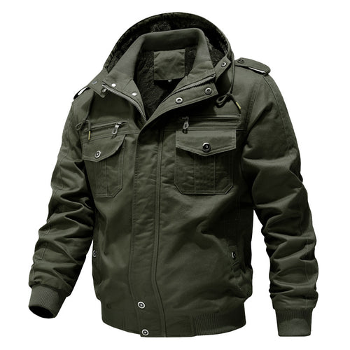 Herren Canvas-Fieldjacke mit Kapuze Sherpa-Innenfutter und Multifunktions-Taschen – Taviero