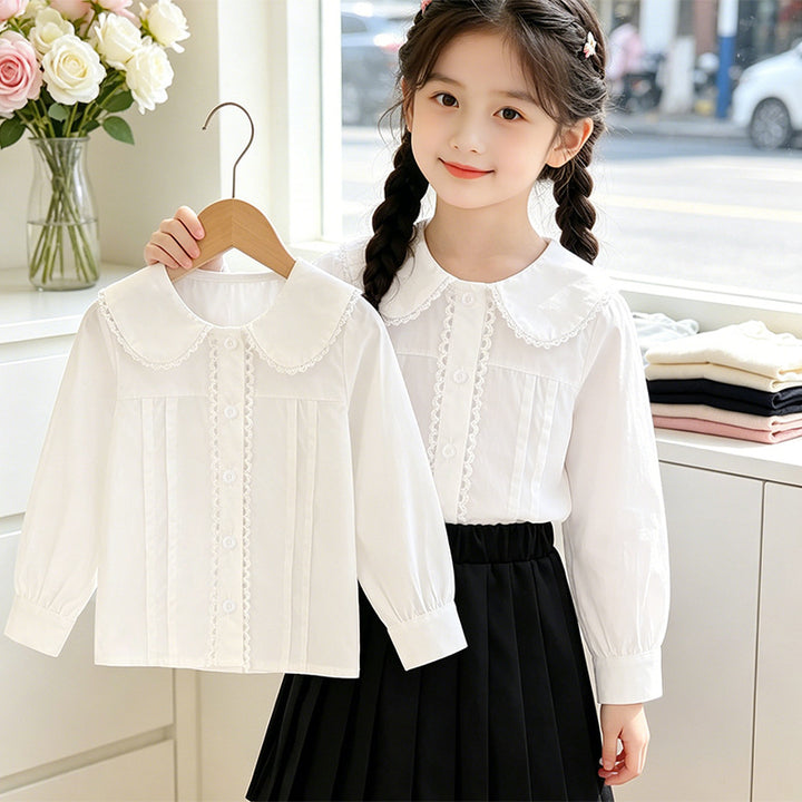 Mädchen Bluse mit Rüschendetails und klassischem Kragen Echo Archiv