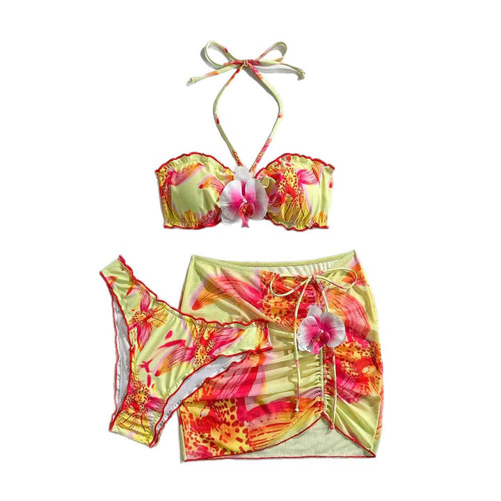 Damen Bandeau-Bikini mit floralem Design und Wickelrock Echo Archiv
