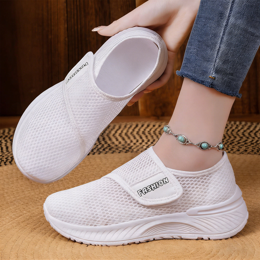 Damen Atmungsaktive Slip-On Mesh-Sneaker mit Klettverschluss Echoarchiv
