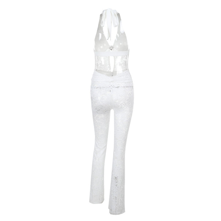 Damen Jumpsuit mit elegantem Spitzendetail und tiefem V-Ausschnitt Echo Archiv