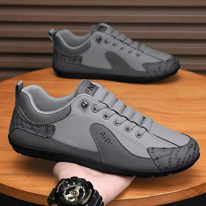 Herren Moderner Low-Top Lederimitat-Sneaker mit gepolstertem Schaft und profilierter Gummisohle Echoarhiv – Norré