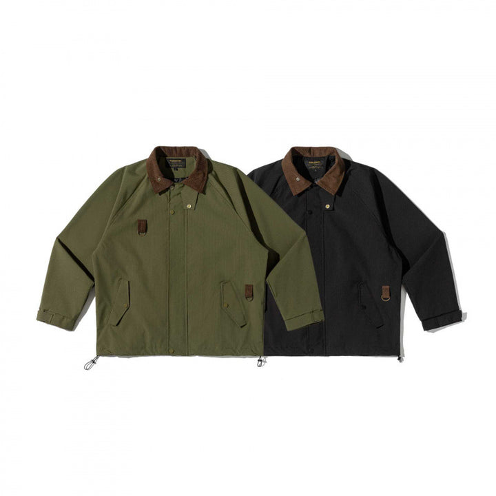 Unisex Kastenförmige Overshirt‑Jacke im Utility‑Stil mit Cordkragen, Pattentaschen und Kordelzugsaum Echo Archiv