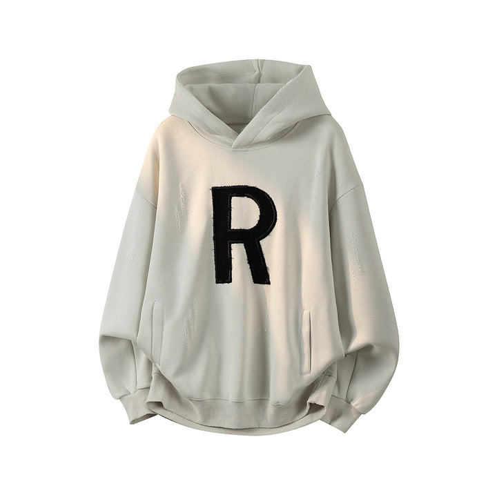 Unisex Oversize Kapuzenpullover mit handschriftlichem Grafik-Print, Kängurutasche & geripptem Saum Echoarchiv
