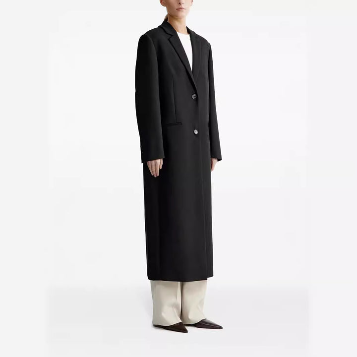 Damen lang geschnittener einreihiger Oversize-Mantel mit schmalem Revers Echoarchiv