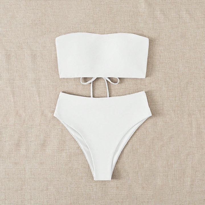 Damen Bandeau-Bikini mit hohem Taillenbund und verstellbaren Bindebändern Echo Archiv