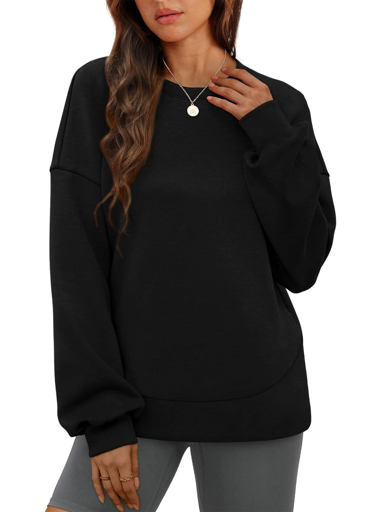 Damen nan lässiges Oversize Rundhals-Sweatshirt mit überschnittener Schulter gerundetem Saum und weichem Innenfutter Echo Archiv