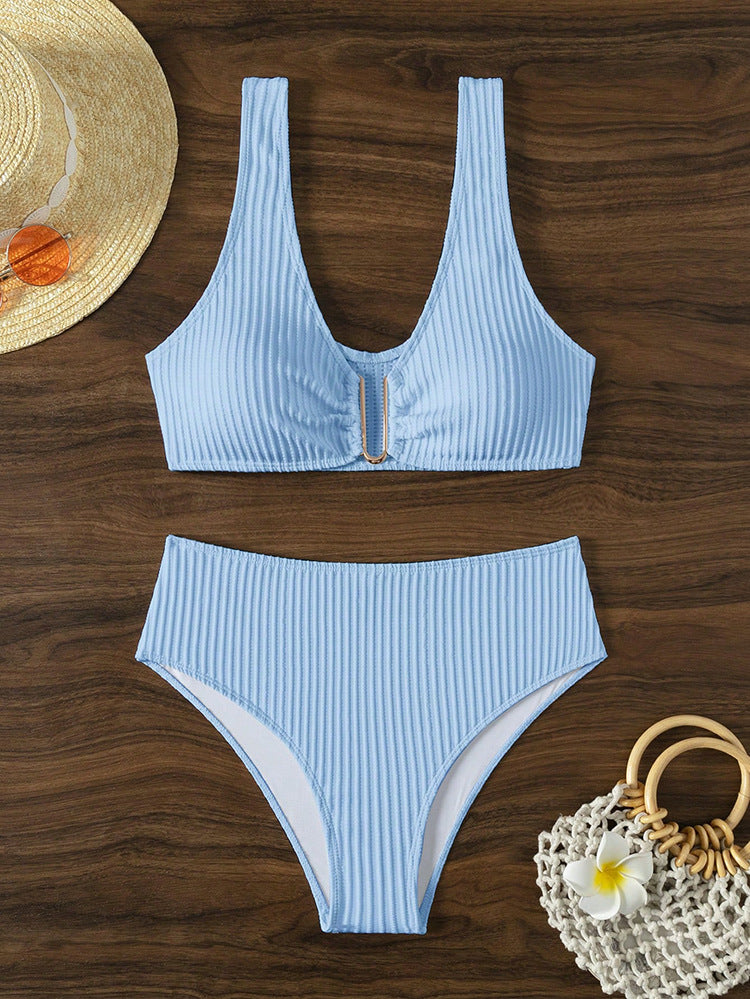 Damen Hochtailliertes Bikiniset mit eleganter Struktur Echo Archiv