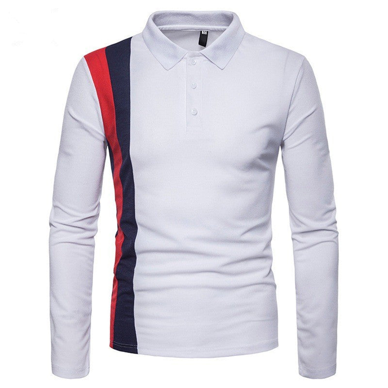Herren Langarm Poloshirt mit modernen Farbblockstreifen Echoarchiv