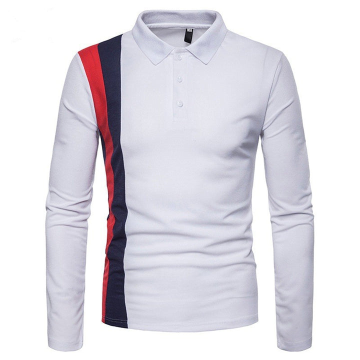 Herren Langarm Poloshirt mit modernen Farbblockstreifen Echoarchiv