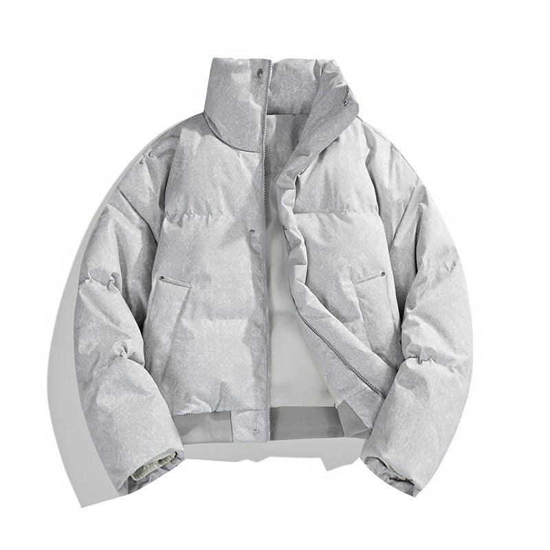 Herren Kurze wattierte Steppjacke mit hohem Stehkragen und matter Strukturoptik Echo Archiv
