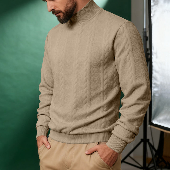 Herren nan Strickpullover mit Stehkragen, Zopfmuster, weichem Rippbündchen und Regular Fit Echo Archiv