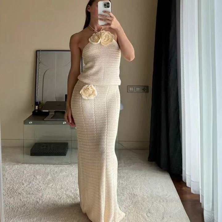 Damen Häkel-Maxikleid mit hohem Schlitzausschnitt Echo Archiv