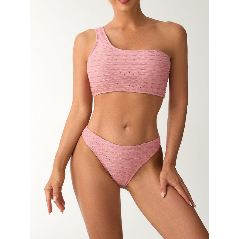 Damen Einseitiger Bikini mit elegantem Rippendesign und verstellbaren Trägern Echo Archiv