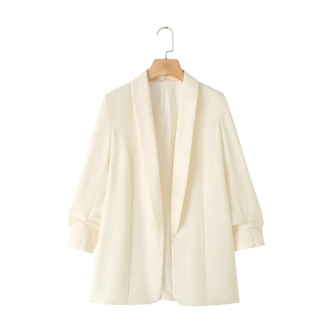 Damen lässiger Oversize-Blazer mit Schalkragen, offenem Schnitt und 3/4-Ärmeln – Valéne