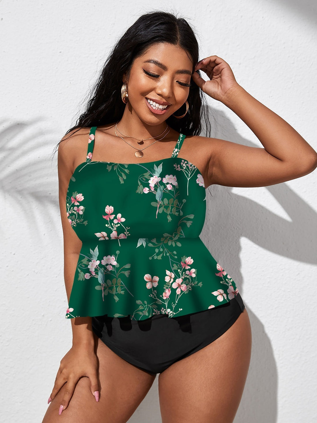 Damen Peplum-Badeoberteil mit floralem Design – Orélia