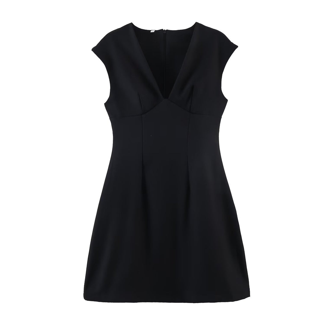 Damen elegantes Kurzkleid mit V-Ausschnitt und A-Linien-Schnitt Echo Archiv
