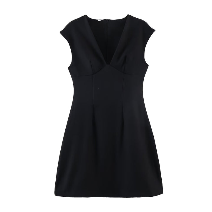 Damen elegantes Kurzkleid mit V-Ausschnitt und A-Linien-Schnitt Echo Archiv